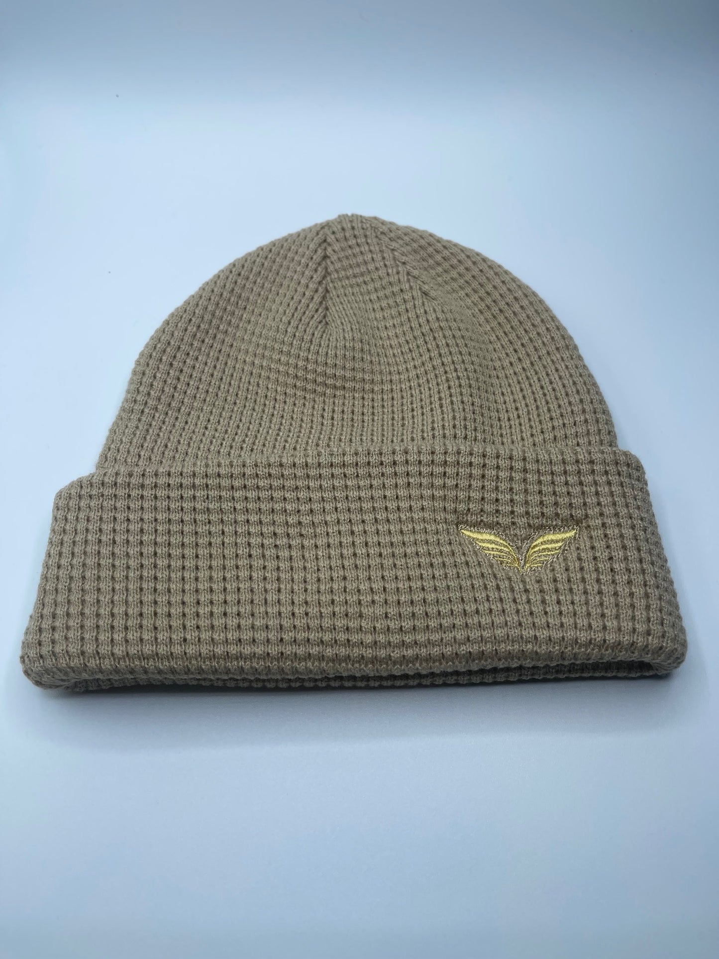 Golfeur Khaki with Gold Logo Waffle Beanie