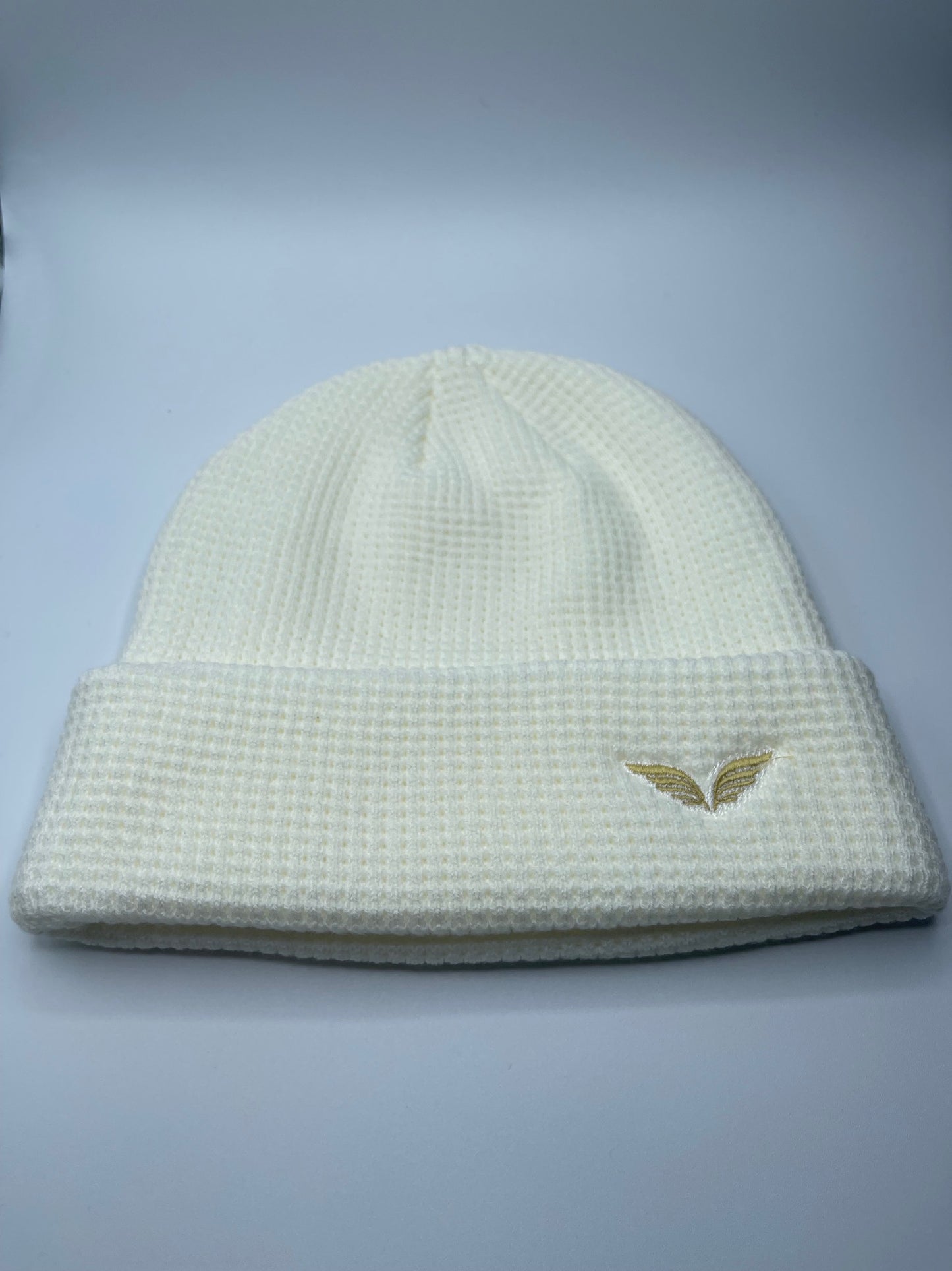 Golfeur White with Gold Logo Waffle Beanie