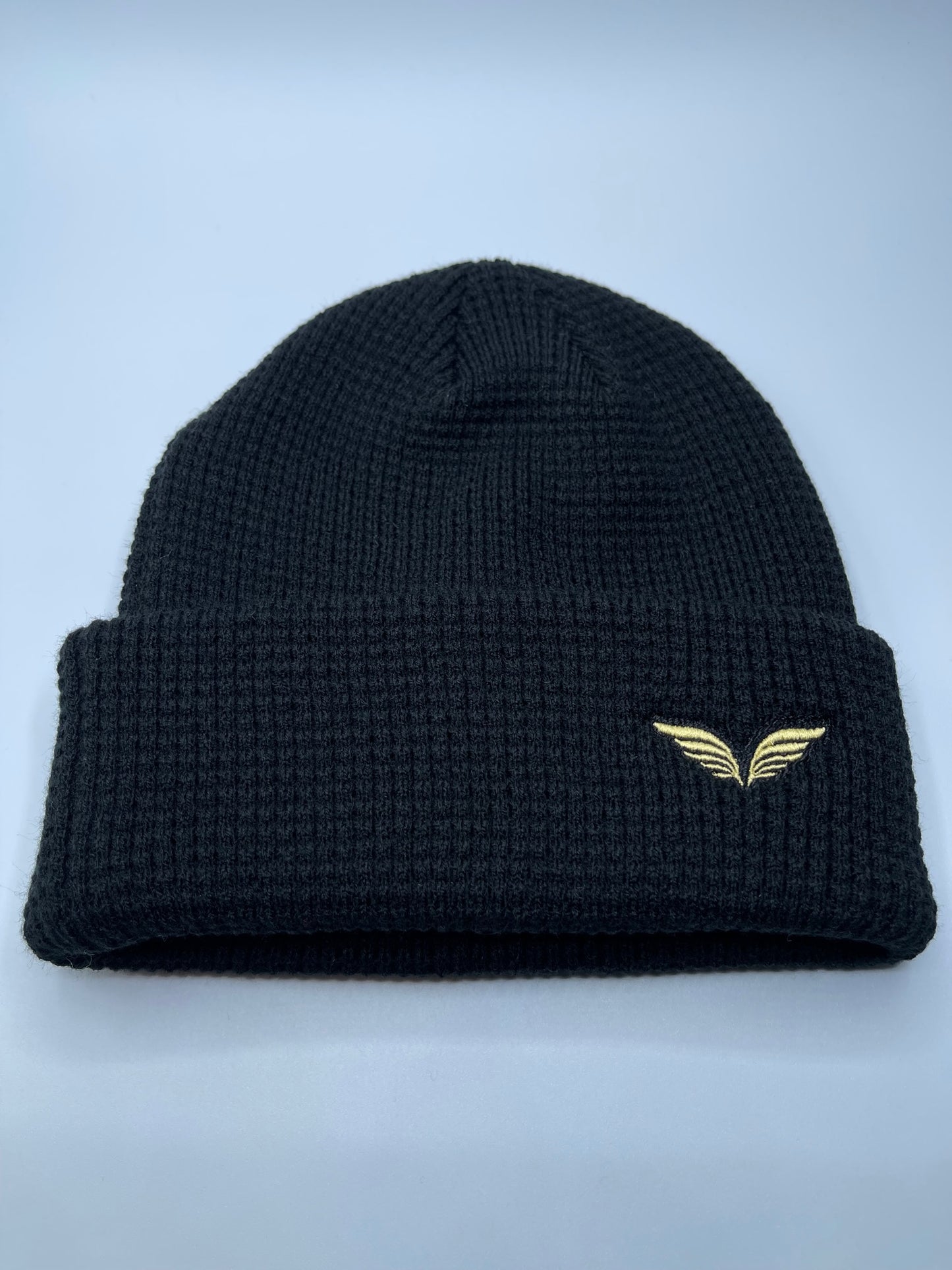 Golfeur Black with Gold Logo Waffle Beanie